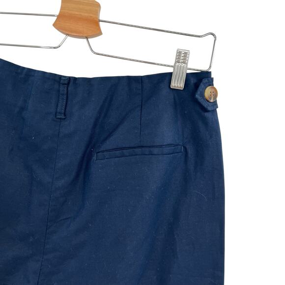 J. Mclaughlin Ebba Shorts Linen Blend Twill Pleated Navy Blue Size US 8 - Picture 8 of 12